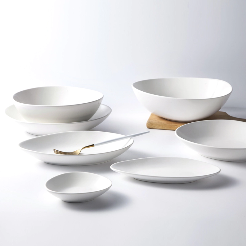 hotel and restaurant white ceramic dinnerware set matt white tableware set
