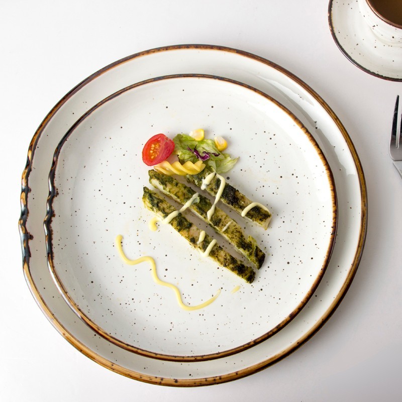 Colored Glazes Plates Ceramic Restaurant 8 / 10 / 12 inch, Thailand Dinnerware, Luxury Porcelain Tableware&