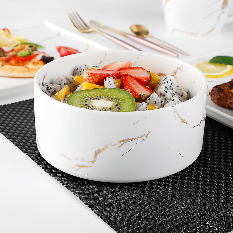 High Quality Hotel Ceramic European Dinnerware Sets, Gold And White Restaurant Dinnerware Fine Dinner Plate Set/