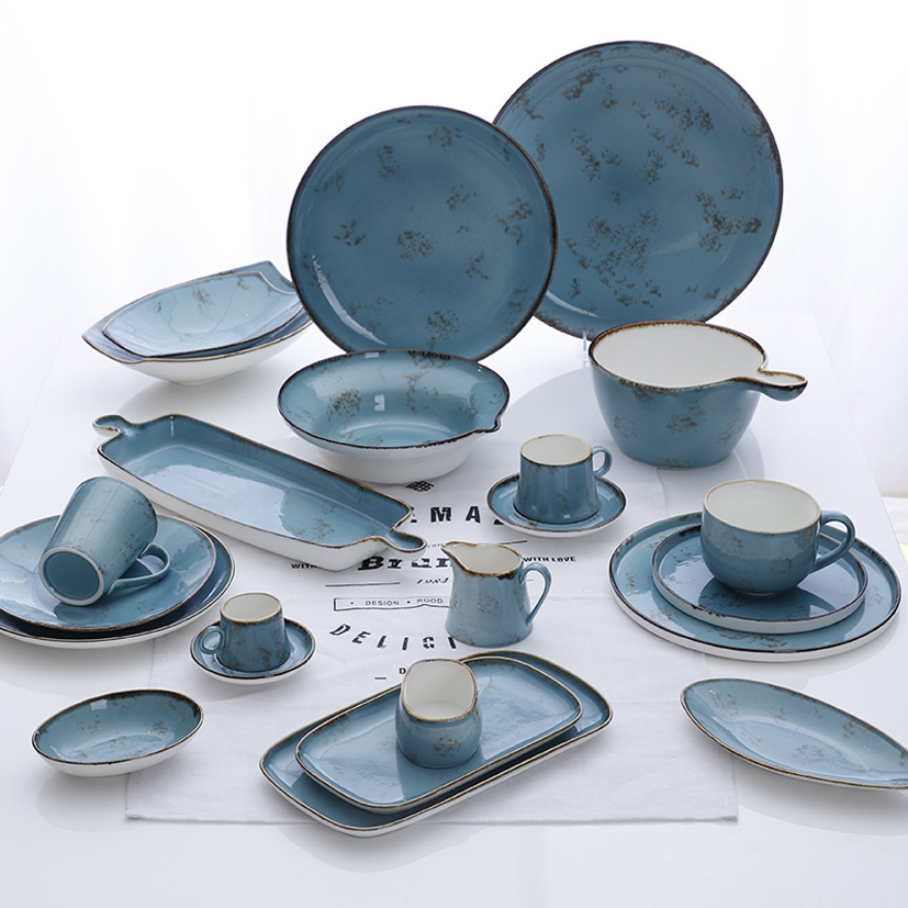 Factory Supply 3 Colors Restaurant Dinnerware sets, Wholesale Porcelain Ceramic Tableware diner sets