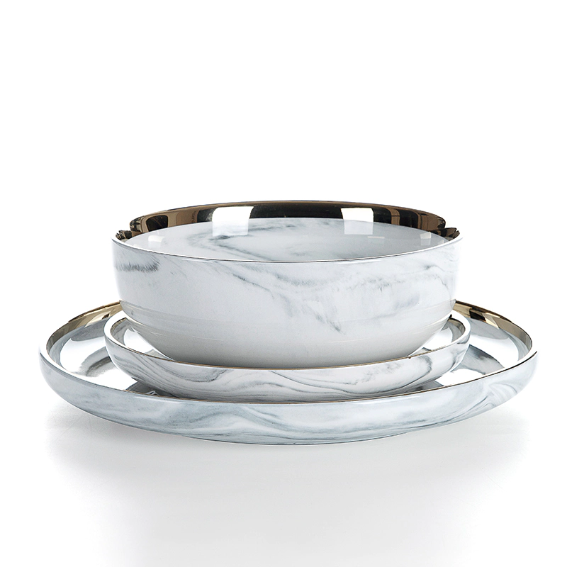 Royal Wedding Ceramics Dinnerware Gold Rim Ceramic Soup Bowl Set