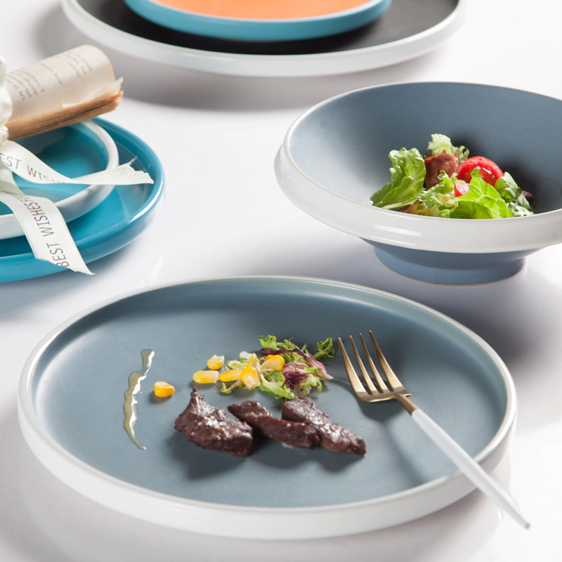 Top Seller Color Glazed Porcelain Dinner Set,Colorful Plates Ceramic Tableware, Blue Plate Sets DinnerwareFine Porcelain>