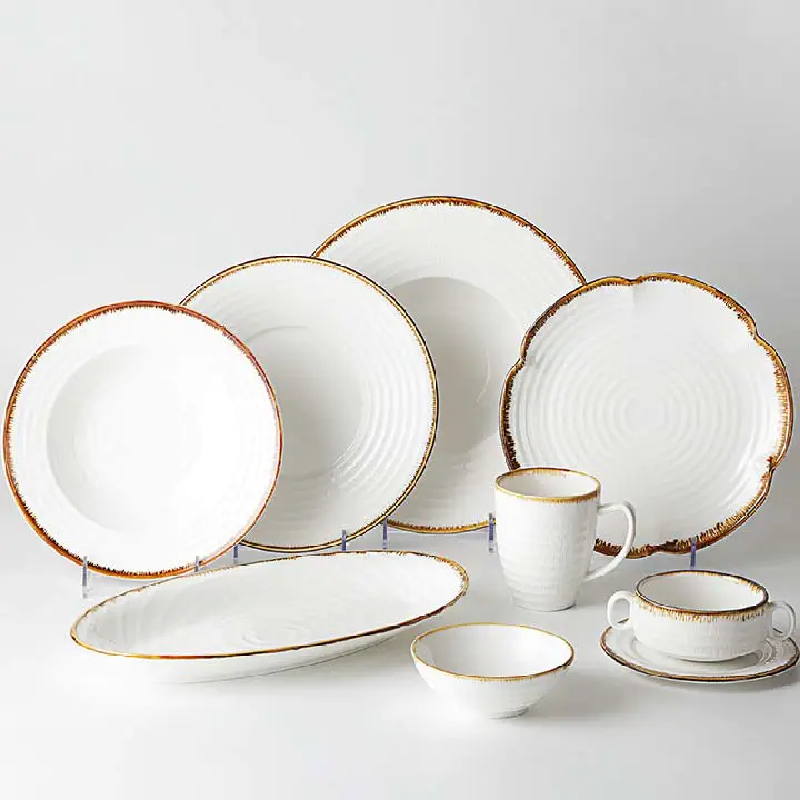 Resort Tableware Ceramic, Luxury Ceramic Dinner Set For Hotel, Ceramic Dinner Set Dinnerware$