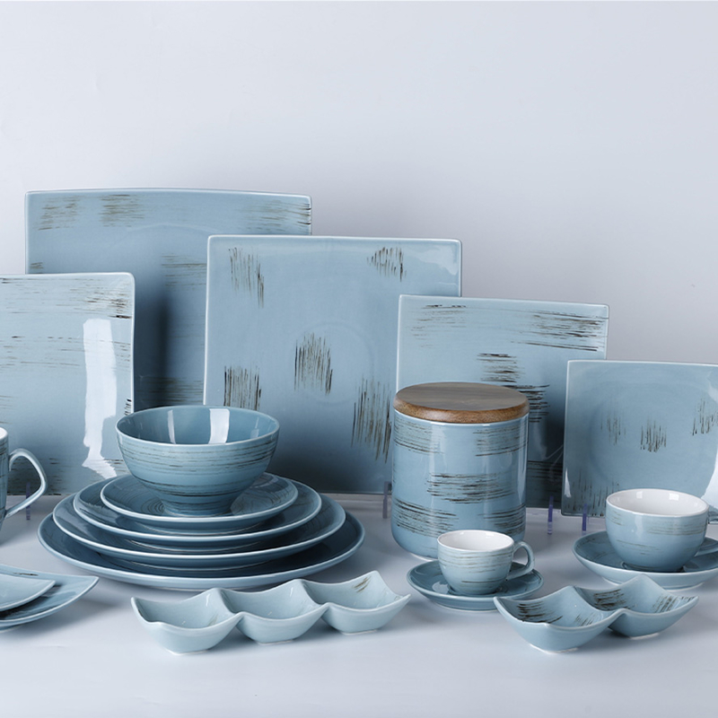 Special Event Crokery Dinnerware Set Blue, Ceramic Tableware For Wedding, Restaurant Catering Dinner Set Porcelain^
