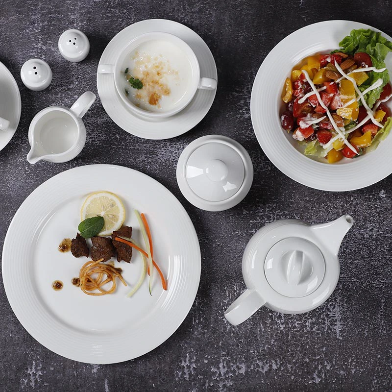 Dinnerware Sets Ceramic, Hotel Luxury Dinner Set Dinnerware, Catering Event Ceramic Tableware White>