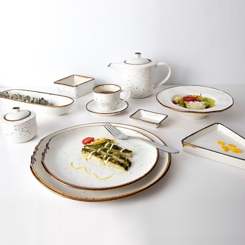 Colored Glazes Plates Ceramic Restaurant 8 / 10 / 12 inch, Thailand Dinnerware, Luxury Porcelain Tableware&