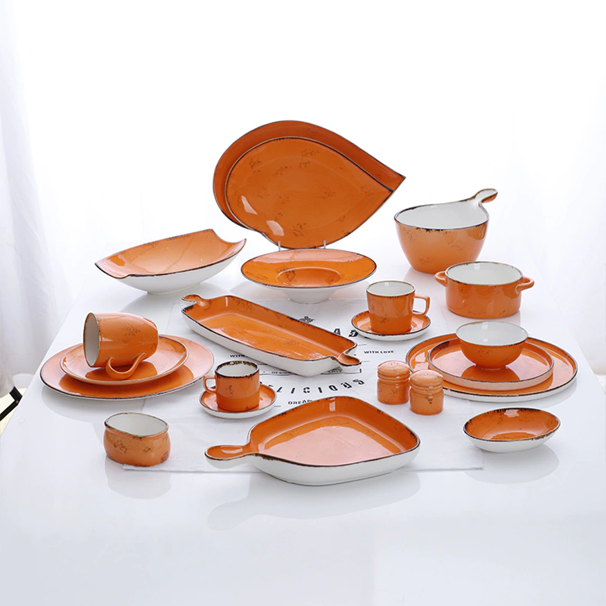 Factory Supply 3 Colors Restaurant Dinnerware sets, Wholesale Porcelain Ceramic Tableware diner sets