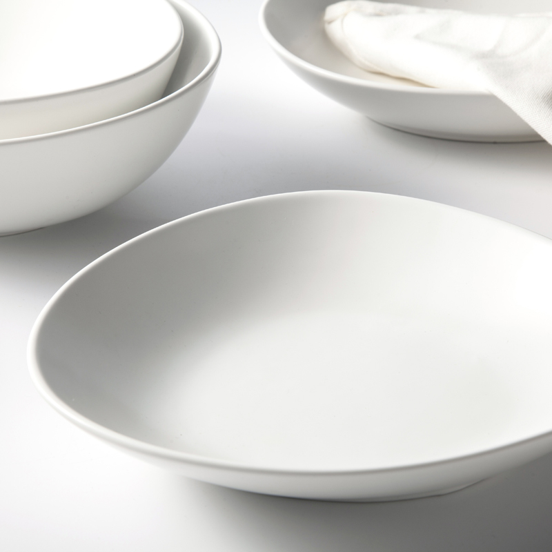 hotel and restaurant white ceramic dinnerware set matt white tableware set
