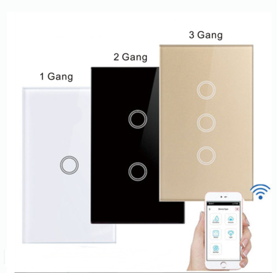 Smart Tempered Touch glass Wifi Switch 3gang Wall Light Switch Remote Control With Google Home Alexa IFTTT USA