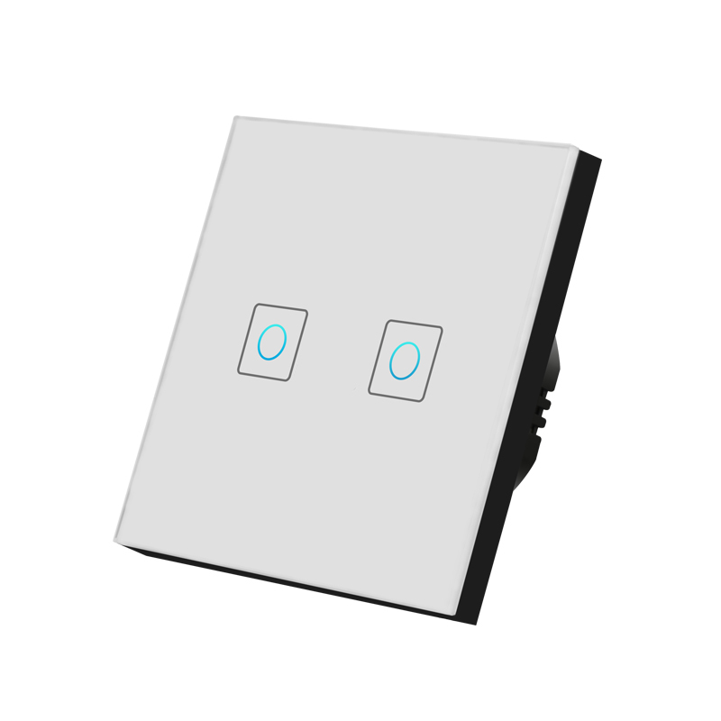 2020 New Design EU UK Smart Home Wifi Wall Touch Switch 2 Gang Glass Panel Light Switch