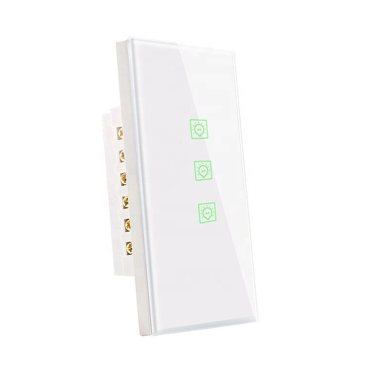 High Performance US Standard 10a 3 Gang Glass Touch Panel Wifi Smart Switch