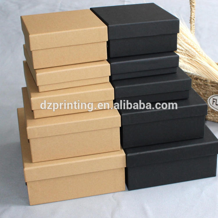 Different Size In Stock Kraft Paper Black Card Paper Gift Box With A Lid