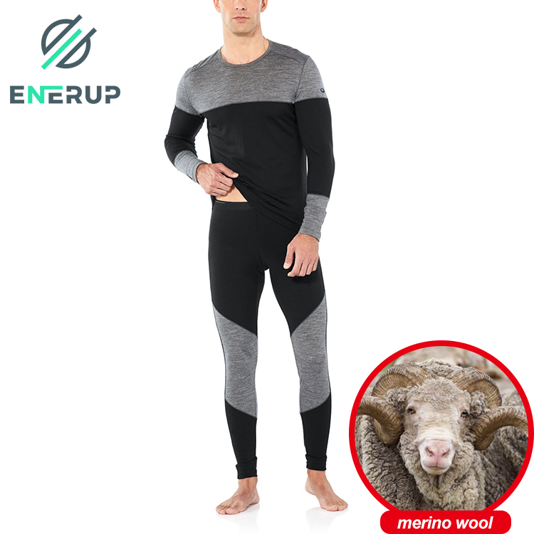 Enerup onsie 2 piece set merino wool turtle neck blouse long sleeve top mens equestrian johns thermal underwear base layer