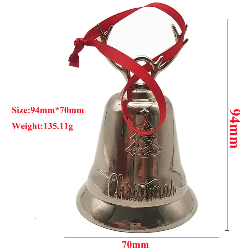 In stock silver gold brass plating metal hand door souvenir metal dinner bell for christmas