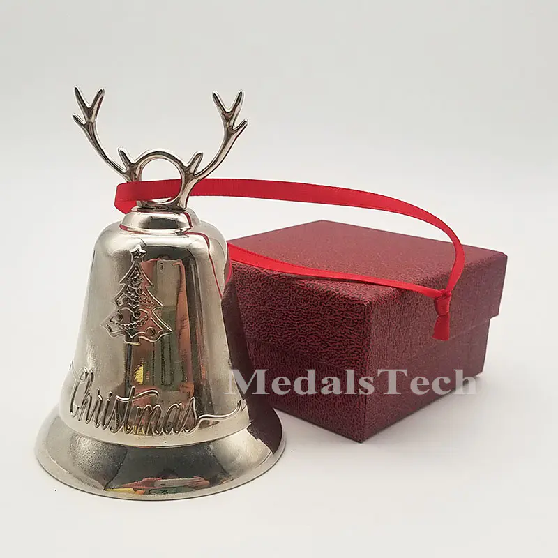 In stock silver gold brass plating metal hand door souvenir metal dinner bell for christmas
