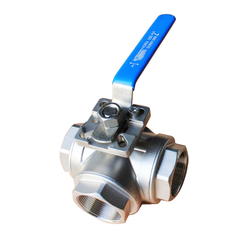 Full Port CF8M Slivery SS304 SS316 1000 WOG Manual Stainless Steel 3-Way Ball Valve