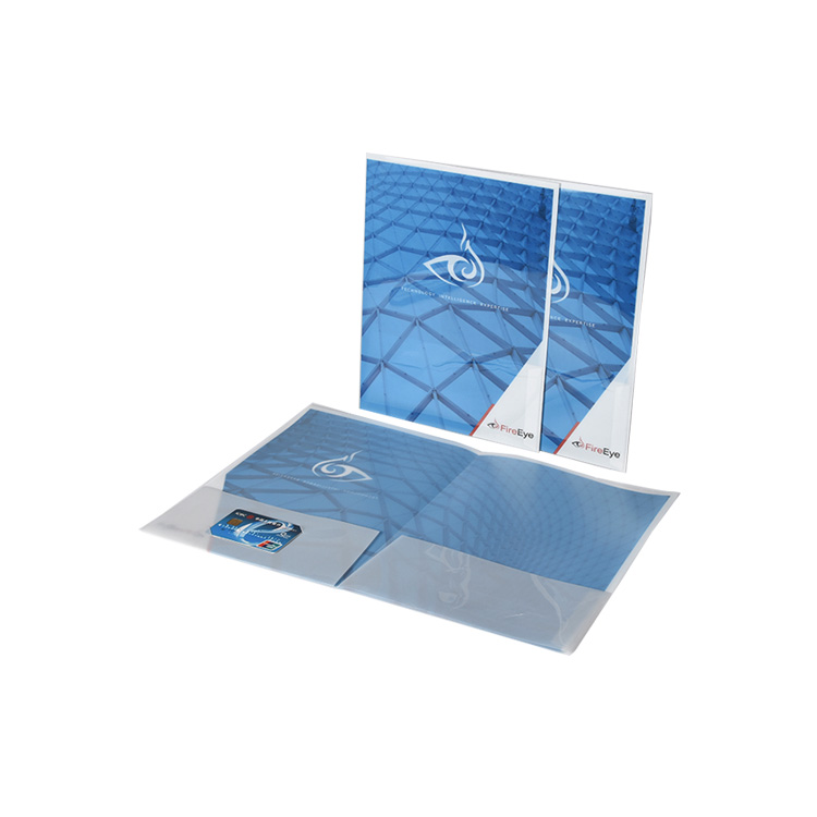 Custom Cover Full Printing Pp Plastic Double Pocket Folder with Business Card Slot