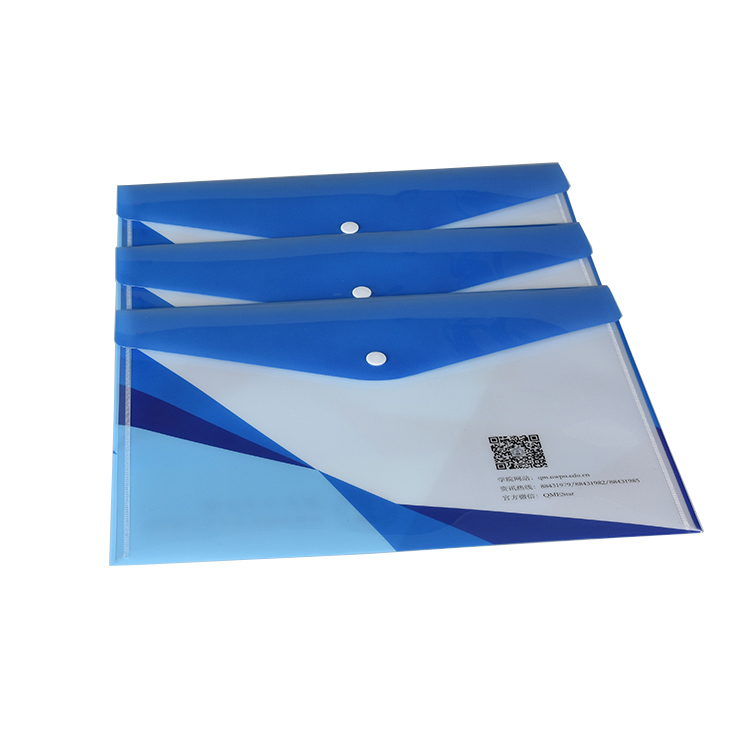 School Office Use Pp Hard Plastic Snap Envelope Document File Folder with Customized Printing