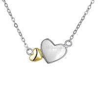 White And Gold Plated Heart Shape Silver Chains Necklace With Vergoldeter Schmuck