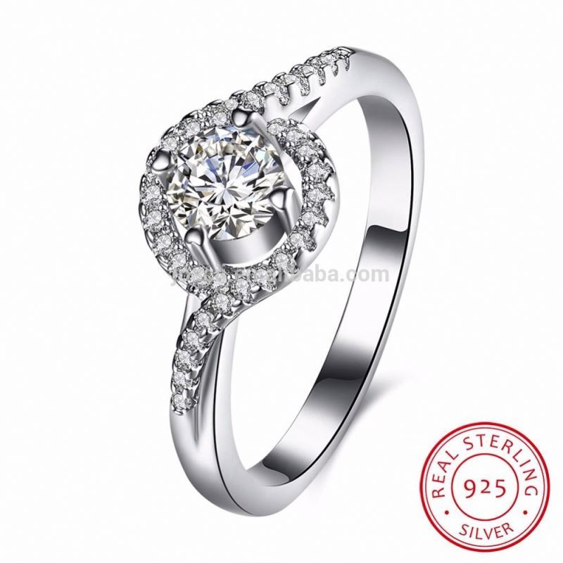 Women'S White Gold Cz 925 Silver Sterling Ring With Bague