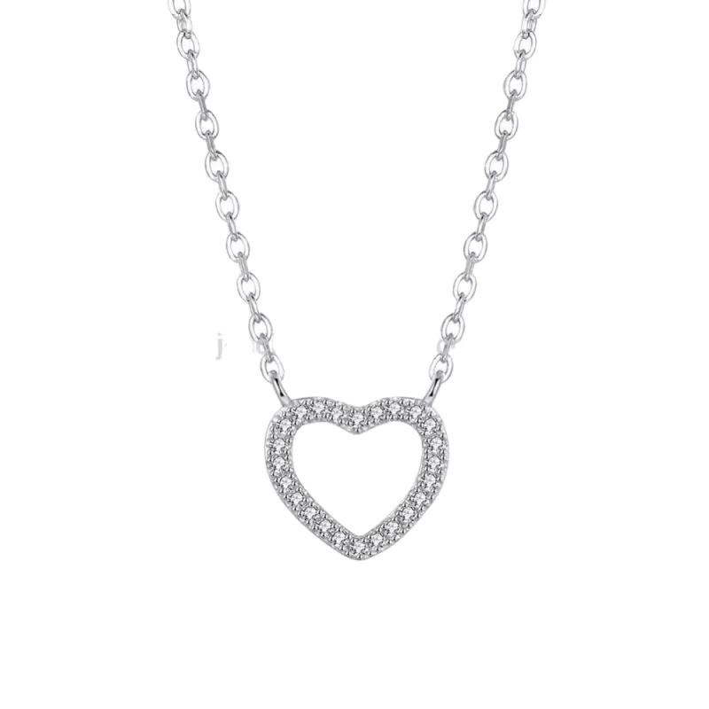 Fresh And Cool Heart 925 Silver Necklace For Women Jewelry With Smycken