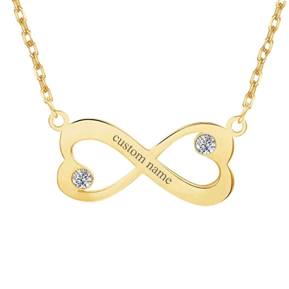 Custom Gold Plated Jewelry Couple Infinity Love Heart Mobius Strip Shape Necklaces For Valentine Day Gift