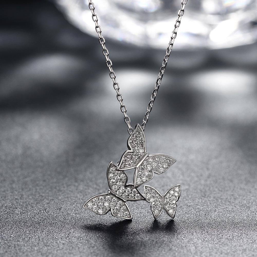 Customs White Gold Plating Butterfly Necklace 925 Sterling Silver Jewelry Necklaces With Joyas Chapadas En Oro