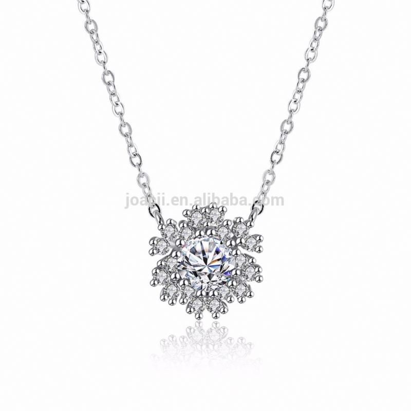 Christmas snowflake 925 sterling silver zircon jewelry necklace