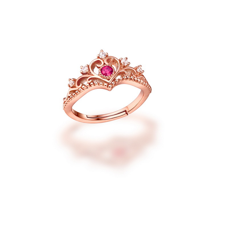 Stylish Pink Tourmaline Crown Shape 925 Sterling Silver Jewelry Ring