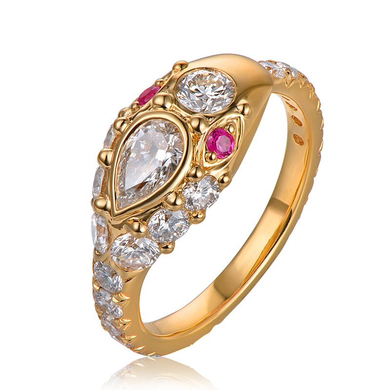 Unique Style Colorful Gemstone Gold Plated Silver Ring Jewelry