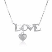 Love heart 18K silver wholesale zircon pendant necklace