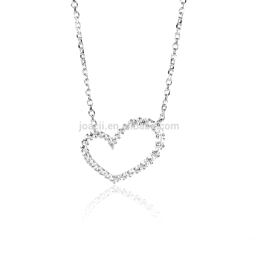 Women Fashion 925 Sterling Silver Heart Necklace