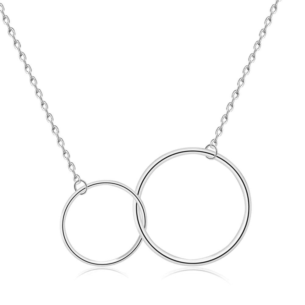 Hot 925 Sterling Silver Big Small 2 Two Double Circle Pendant Necklaces