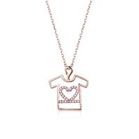 Joacii 925 Sterling Silver Zircon Hollow Clothes Heart Pendant Necklace For Women With Bijoux Femme