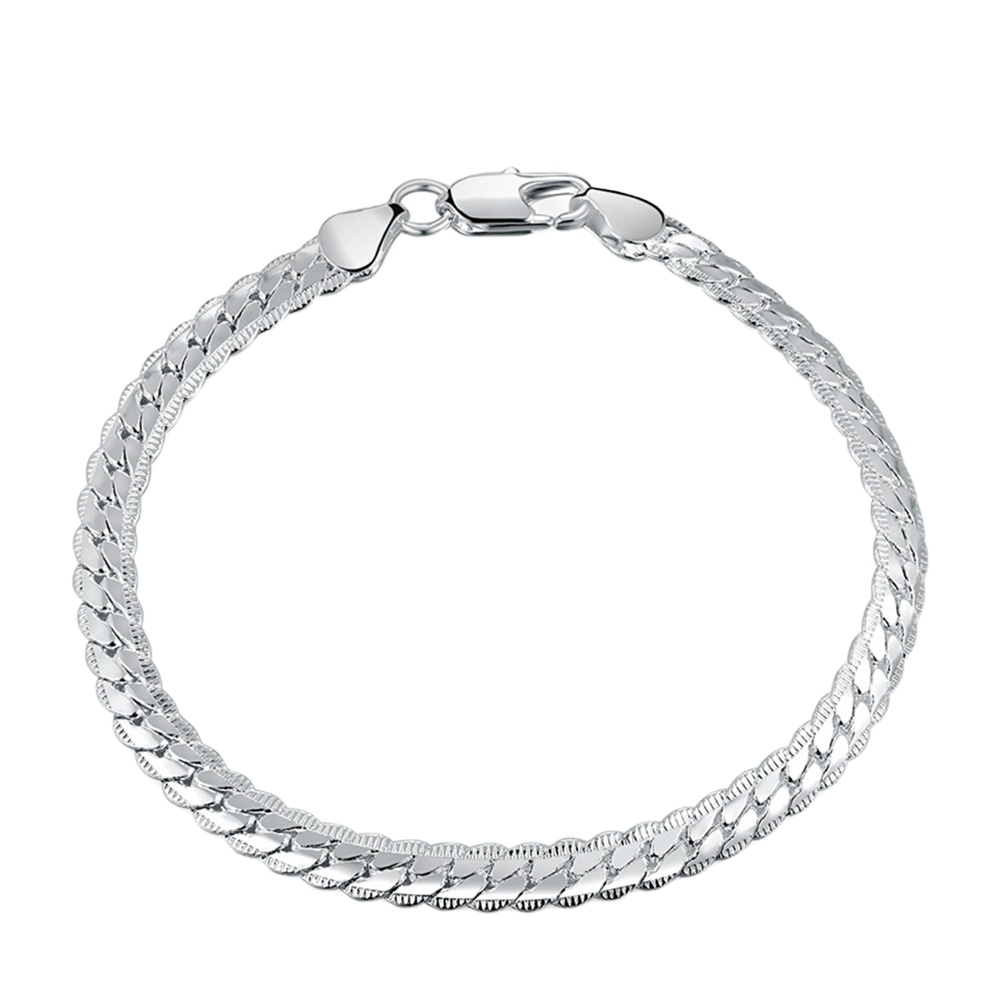 Joacii Simple Style 925 Sterling Silver Chain and Link Bracelets for Couples
