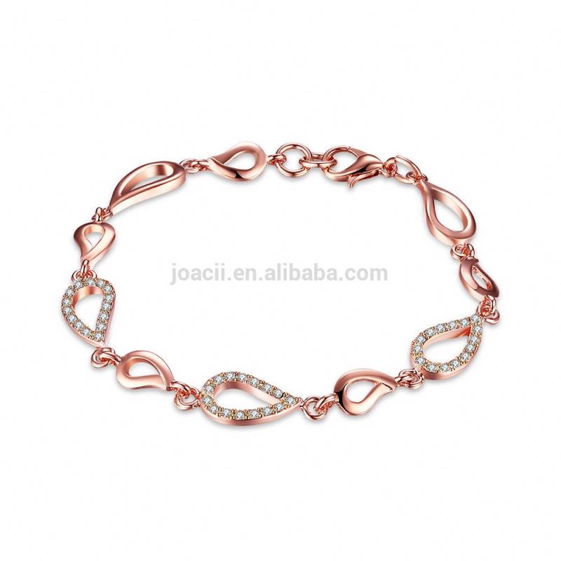 Joacii Unique 18K Rose Gold Plated Waterdrop Hollow Silver Chain Bracelet