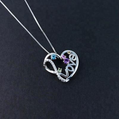 Joacii Sweet Heart Design Colorful Crystal S925 Sterling Silver Pendant