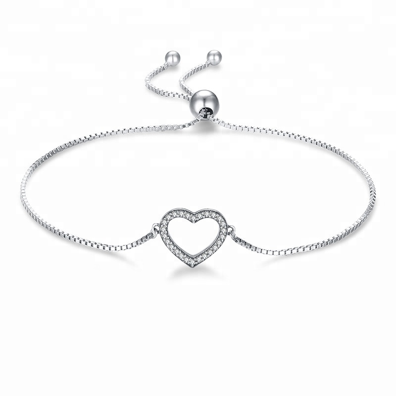 Joacii Hollow Heart Design Oxidized 925 Silver Jewelry Bracelets