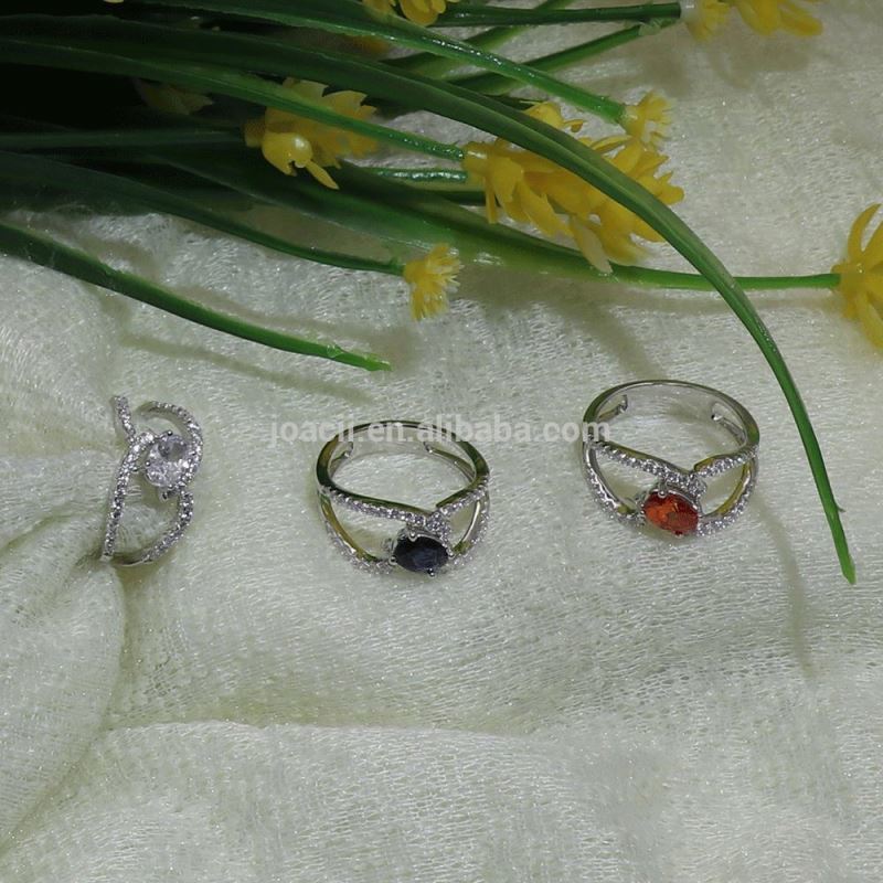 Joacii Big Gemstone 18K Gold Diamond Wedding Rings Design For Women With Guldplaterade Smycken