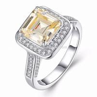 Stylish Girls' Sterling Silver Ring Jewelry Asscher Cut Crystal With Joias Banhadas A Ouro