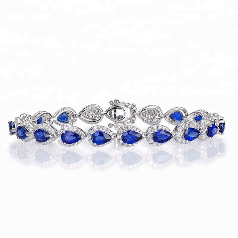 Joacii Women Fashion Sapphire Gemstone Sterling Silver Tennis Bracelets With Pulsera