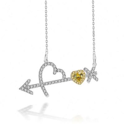 Joacii Cupid'S Arrow Heart Design Aaa Cubic Zircon Silver Pendant Necklace With Korut