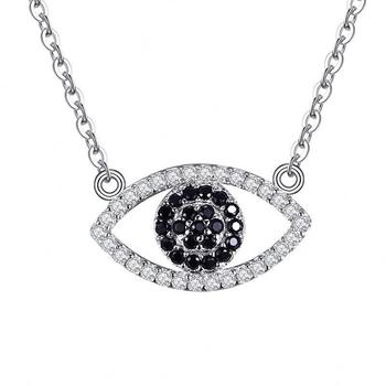 Joacii Unique Eye Shape Design Aaa Cz Zircon S925 Silver Pendant Necklace With Smycken