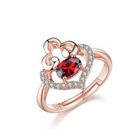 925 Sterling Silver Hollow Clouds Cubic Zircon Heart Ruby Stone Pendant Ring Design With Joalheria