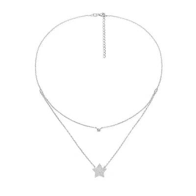 Double Layer Design Silver Jewelry Zircon Star Necklace