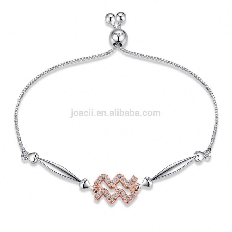 Custom Rose Gold Wave Line Design Women Hand Chain Bracelet Jewelry