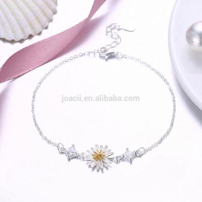 Sweet Daisy Design Chain Link Bracelet For Women Jewelry With Joalheria