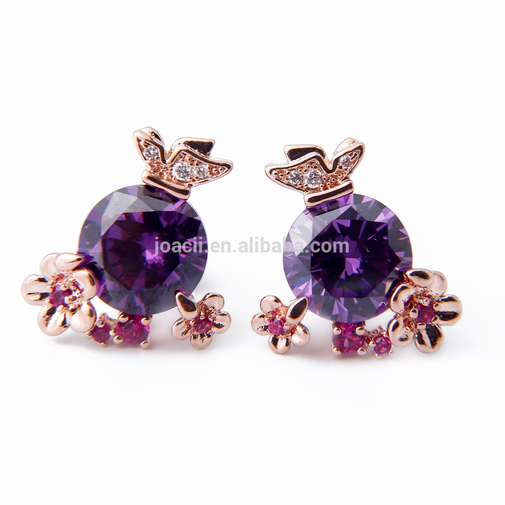 Gem ruby earrings 925 silver jewelry 18K gold plated jewelry