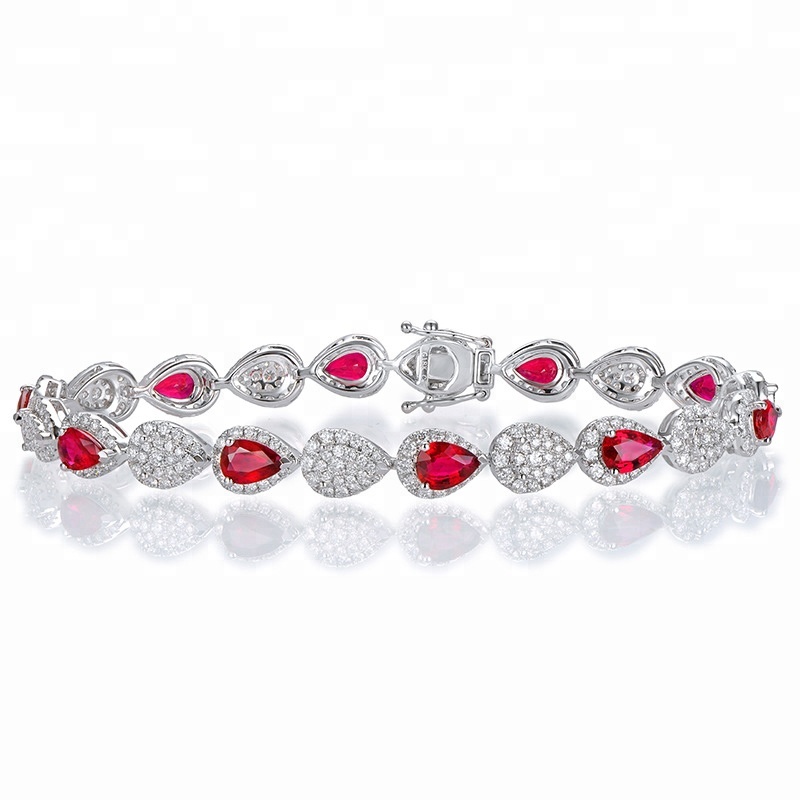 Joacii Women Simple Fashion Ruby Gemstone Tennis Bracelets for Sale