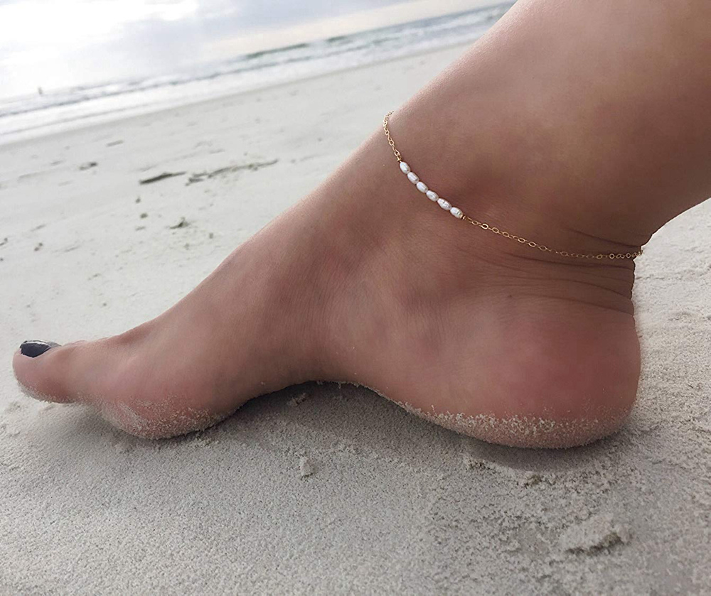 New Arrival Foot Jewelry 925 Sterling Silver Women Beach Pearl Mounts Anklets